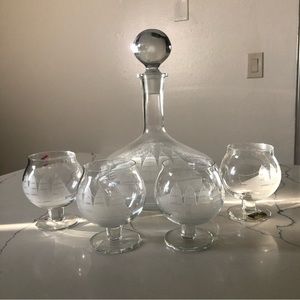 Etched Decanter Set